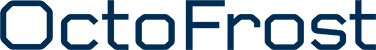 This image features the OctoFrost logo in a modern, bold, and geometric font. 